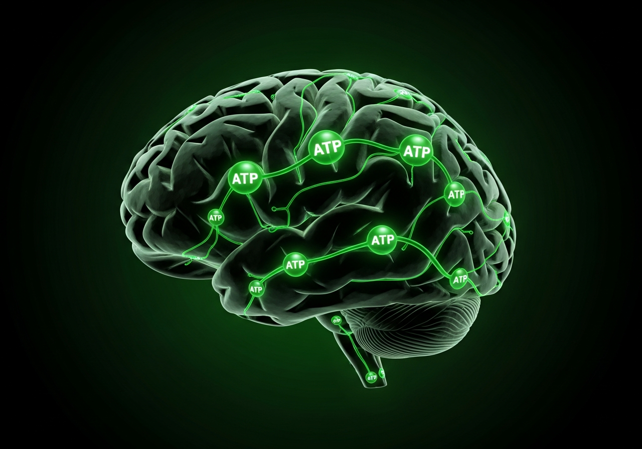 Illustratie van hersenen en creatine energievoorziening